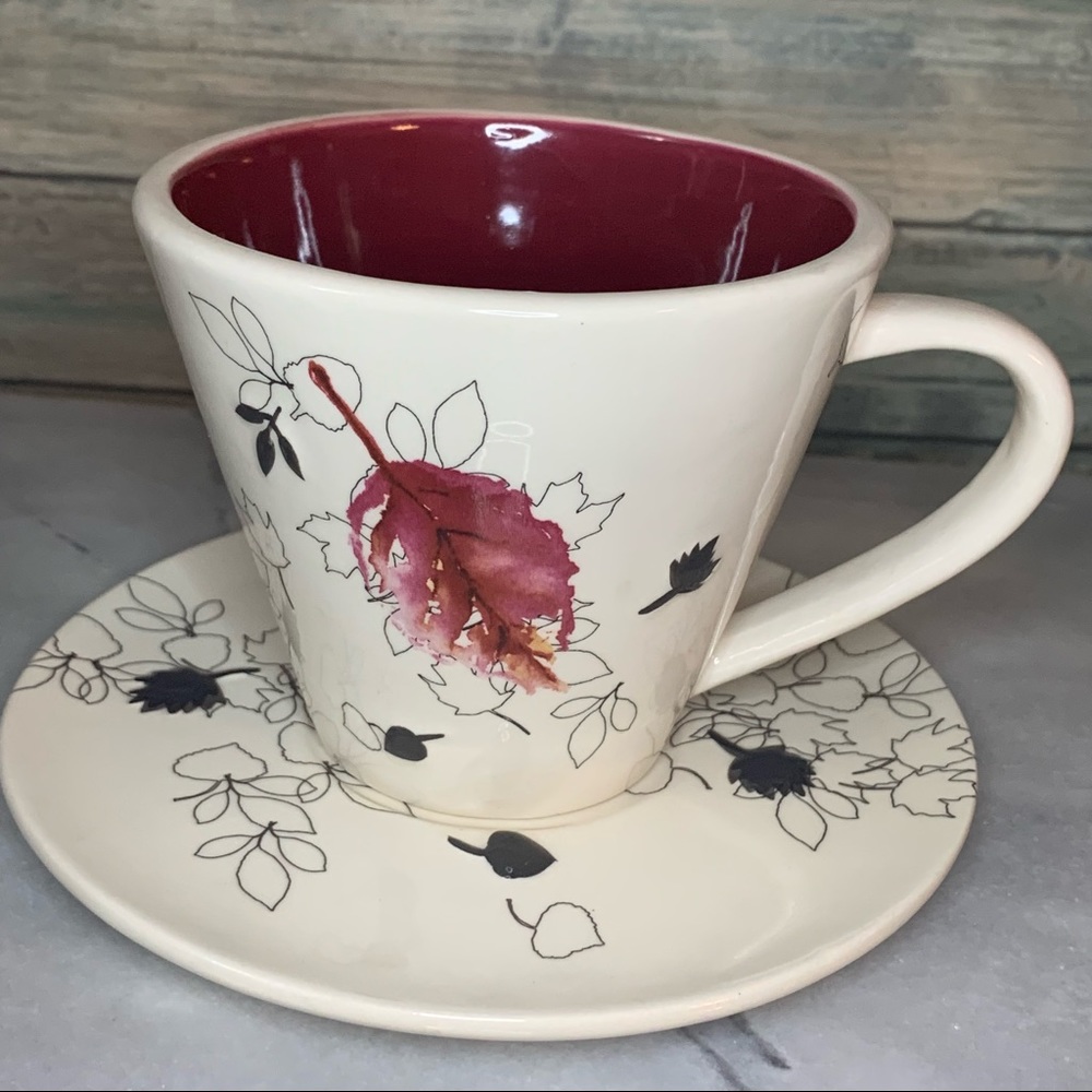 Starbucks Cup & Saucer 2007 Falling Leaves Pattern Set